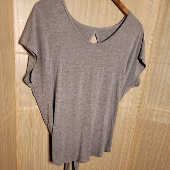Icyzone Womens Grey Soft Stretchy Open Back Top XL - Picture 3 of 5